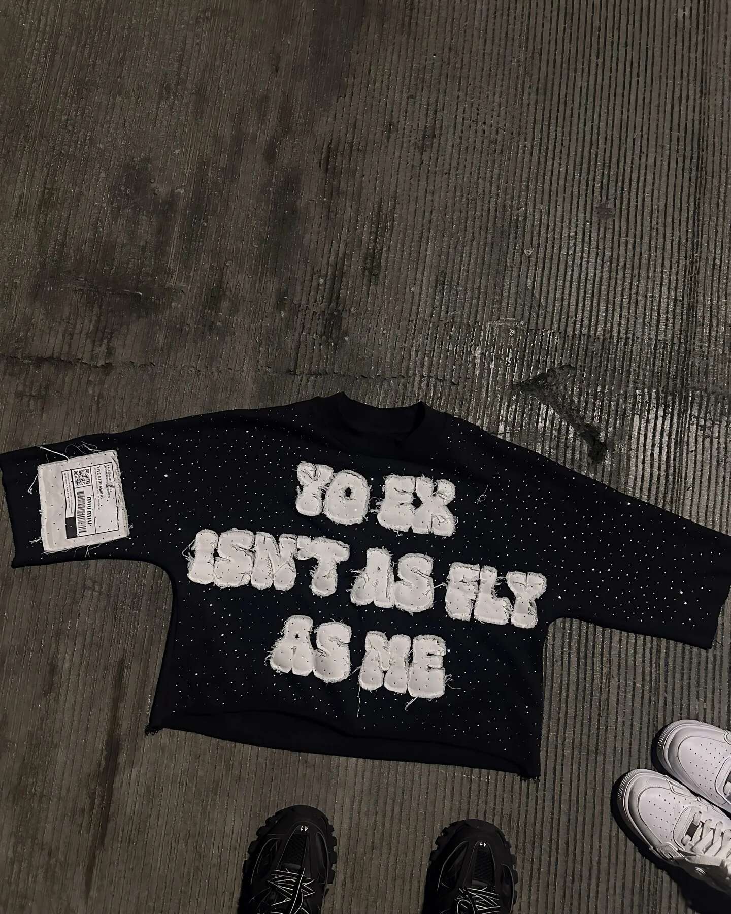 Gothic Letter Patchwork Y2k Clothes For Hip Hop Retro Sequin Striped Sweatpants T Shirt Two Piece Set Casual Tracksuit Men