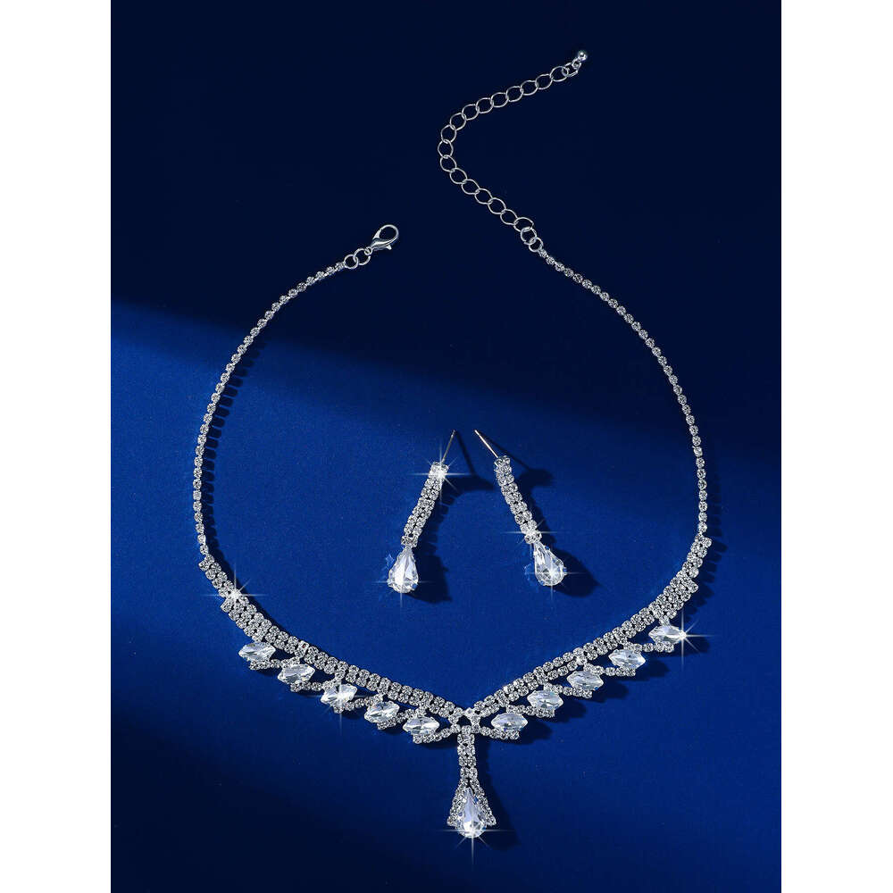 urious Super Sparkg Dia Bridal Set, hot Elegant, Gentle, and High End Necklace Earrings Two Piece Set