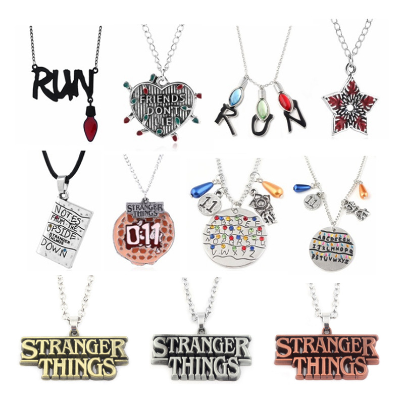 Alloy Necklace Film and Television Peripherals Stranger Things Season 4 Necklace, Light Bulb Letter Pendant Christmas Gift New Year's Gift