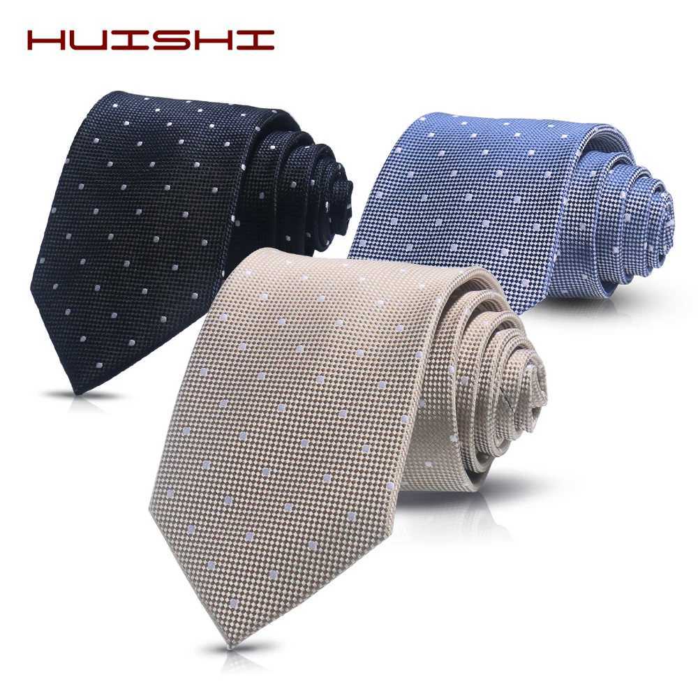 HUISHI 8cm Dot Neckties Skinny Fashion Business Men Polter Microfiber Neck Tie Polka Check Men Neckie For Gentlemen Wedding X250407