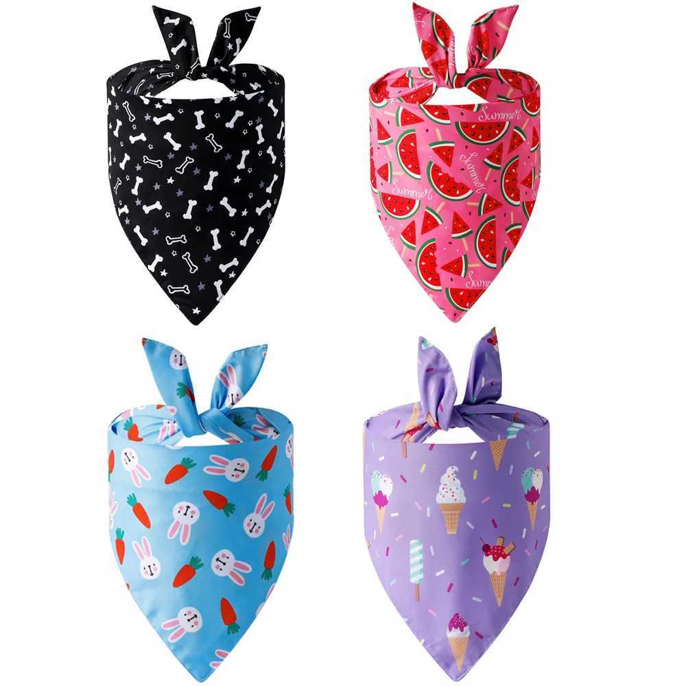 High Quality Sucado Dog Bandana Cute Fruit Printed Summer Soft Triangle Scarf Hoodie Durable Pet Kerchiefs Ice Cream Rabbit Watermelon Bandanas T25040