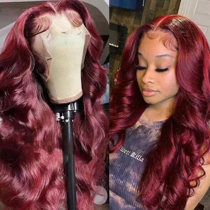 Brazilian 99J Bury Red Body Wave Wig 13*4 Lace Frontal