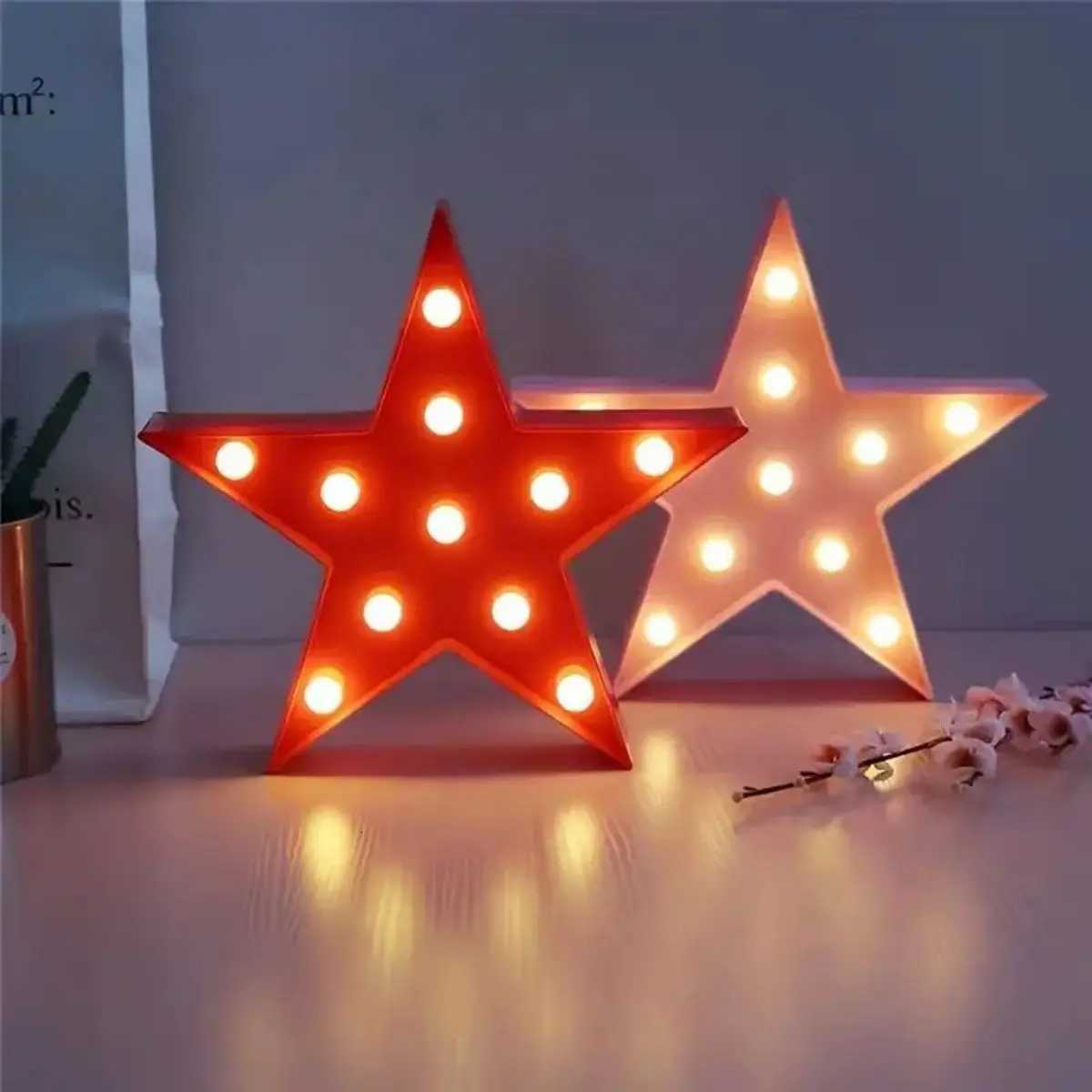 1pc Radiant Red LED Pentagram Neon Light - Battery-Powered Star Decor for Girls Bedrooms Events - Wall Accent W251107