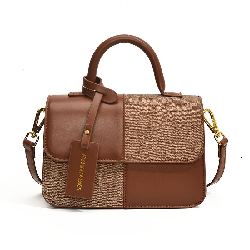 2025S Designer Women S Bag Autumn Versatile Fashionable Women S New Matte Shoulder Crossbody Dual Color Splicing Hand Held Small Square Bag