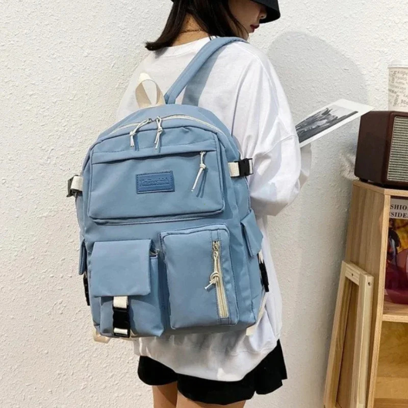 Canvas womens backpack student backpack cute multi pocket school backpack for teenagers Rucksack handbag laptop backpack 250402