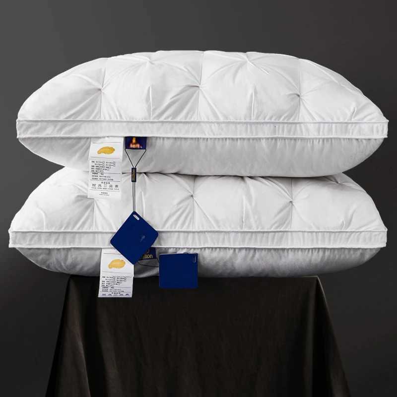 95 Goose Down Pillow White Cotton PillowCover Rectangle Bedroom Sleep 5-Star Hotel Pillow Low-Mid-high Pillows for Sleeping Y251107
