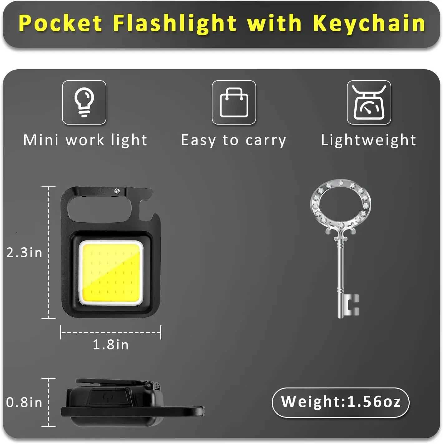 LED Flashlight Super Bright 1500LM Folding Bracket Bottle Opener Keychain USB Rechargeable Waterproof Light Outdoor Camping ToolW251106