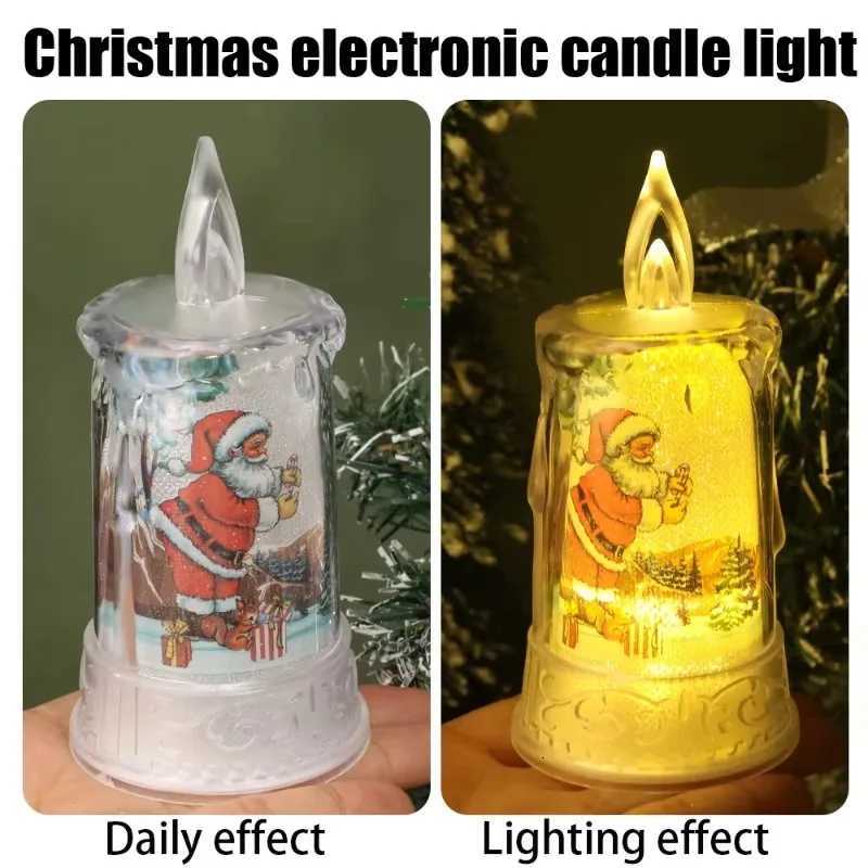 Flameless Led Candle Christmas Electronic Candles Santa Claus Tealight Flickering Battery Operated Lamp Christmas Wedding Decor W251107