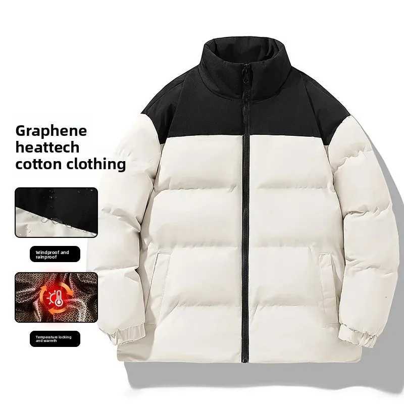 Couple Style Black Gold Bread Thickened Winter Cotton Jacket Long Sleeve Womens Coat Stand Collar Warm Casual OuterwearT251107