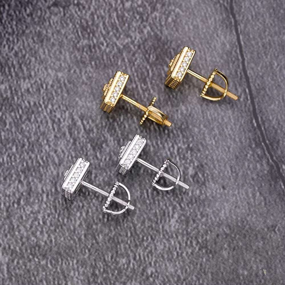 2021 New Design 7mm 14kt Gold Plated Cz Stone Moissanite Stud Earring for Women and Men
