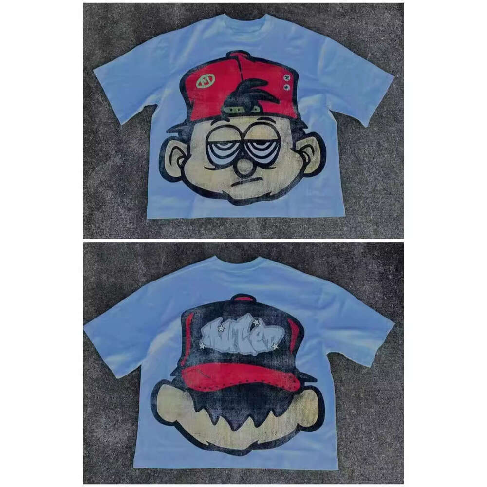 Gothic punk high street cartoon short sleeved top for men Y2k in the United States