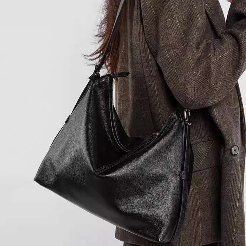New 2025 Lady Genuine Leather Crossbody Handbag For Women Large Capacity Retro Fashion Single Shoulder Underarm Bag Female Tote