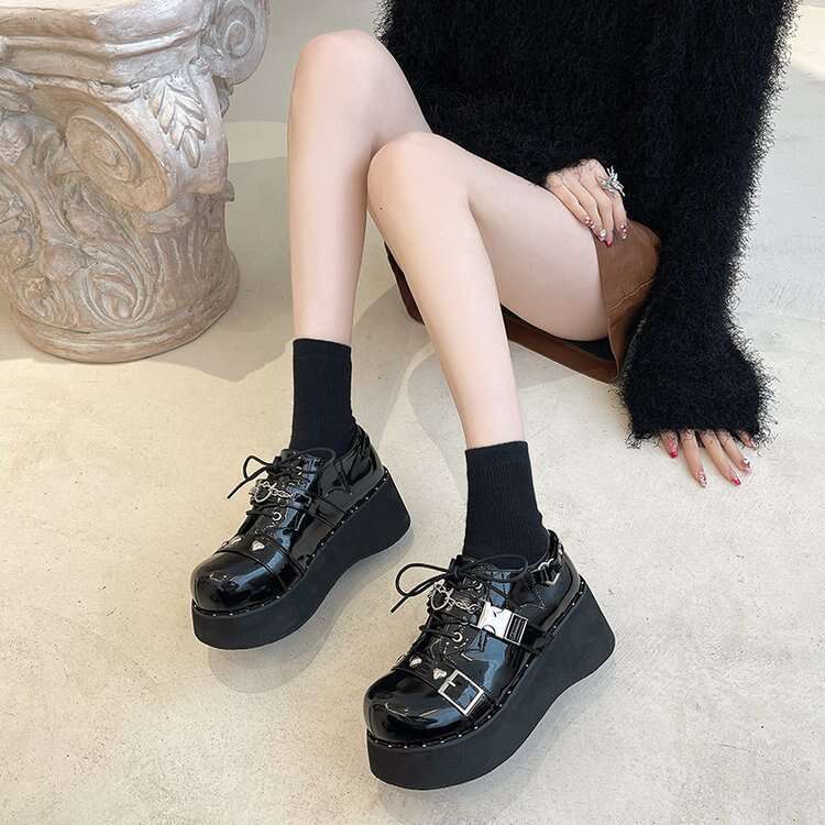 Spicy Girl Thick Bottom Sweet Cool Mary Jane for Women 2024 New Spring and Autumn Punk Lolita Bow JK Small Leather Shoes