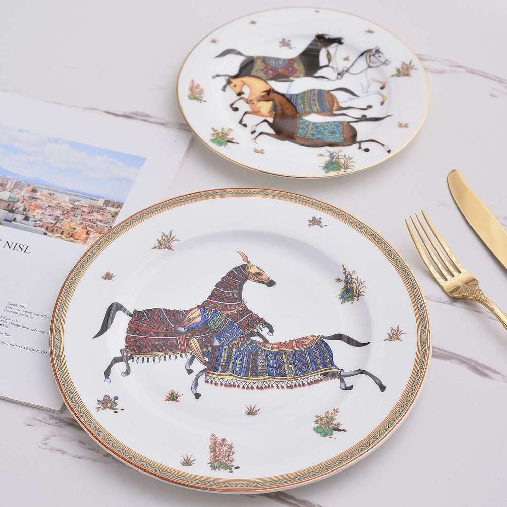 Cross-Border Bone China Western High-End Hotel Steak Flat Plate B2