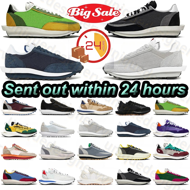 Designer Running Shoes Sacais Waffles Sail nylon White Gum Black Bright Citron Grey Blue Game Royal Leather Suede Dark Court Purple Sakai Sneakers 36-45