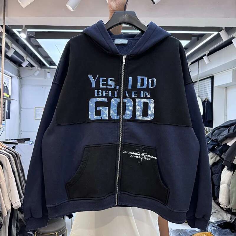 2024Aw New Short Wide Version Zipper Hoodie