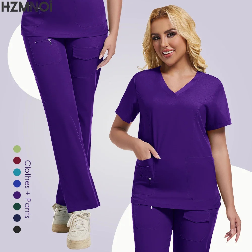 Multicolor Uniforms Women Hospital Nurse Scrubs Set Nurses Accessories Dental Clinic Beauty Salon Soft Workwear 250402
