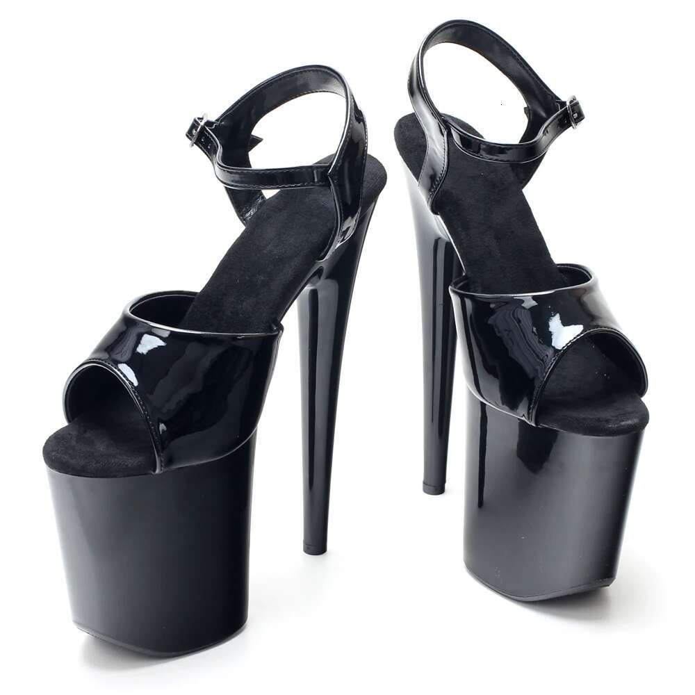 Extreme Black Paint Baking Process High Heel Sandals 20Cm Heels Pole Dancing Shoes