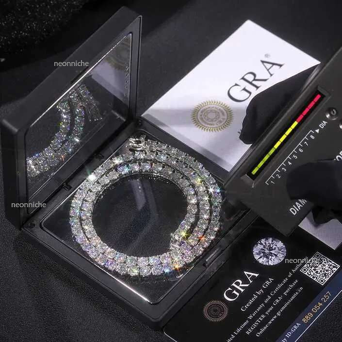 Designer Jewelry Sterg Vvs Tennis Iced Out Chain Dia Necklace Chains for Women Men Moissanite Sier Necklaces