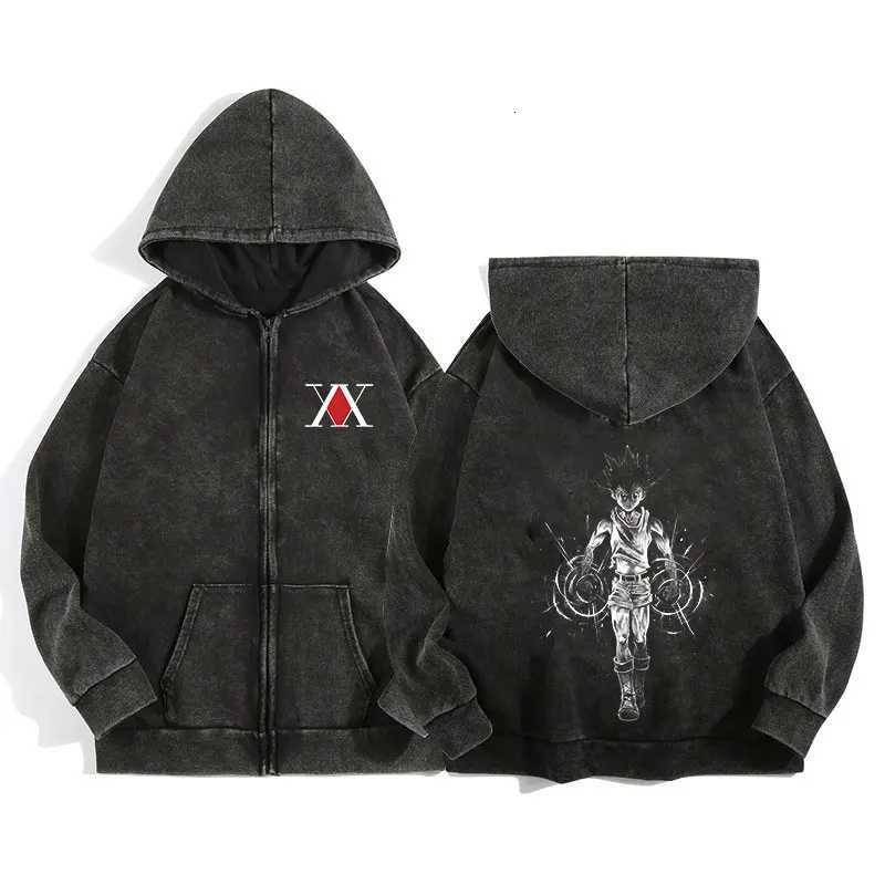 Anime Hunter x Hunter Zip Up Hoodies for Men Women Cotton Print Gothic Harajuku Jacket Hooded Sweatshirts Casual Manga PulloverY251107