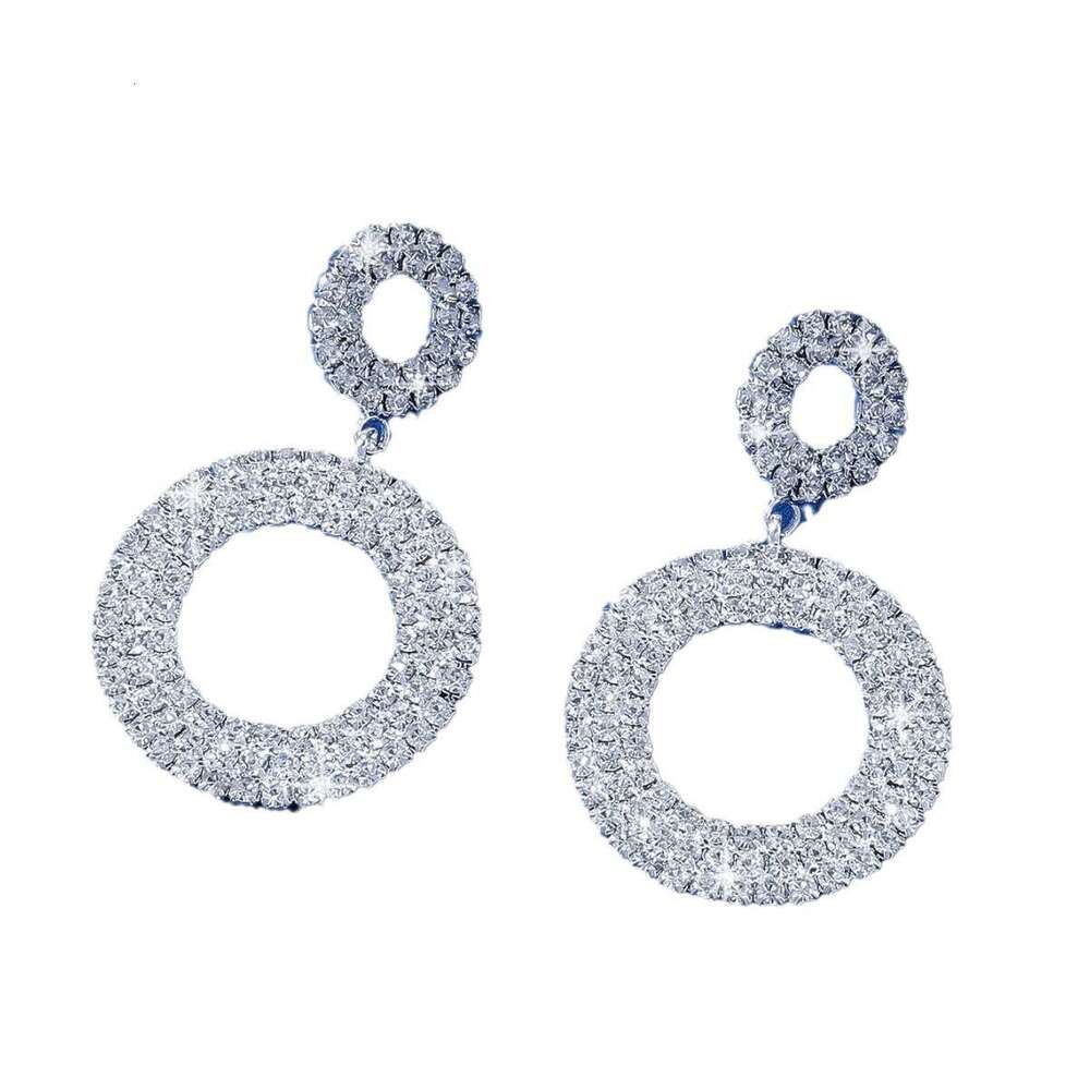 Dia studded with hot double circular hollow out full dia earrings, personalized women's fashion, sympathy earrings batch