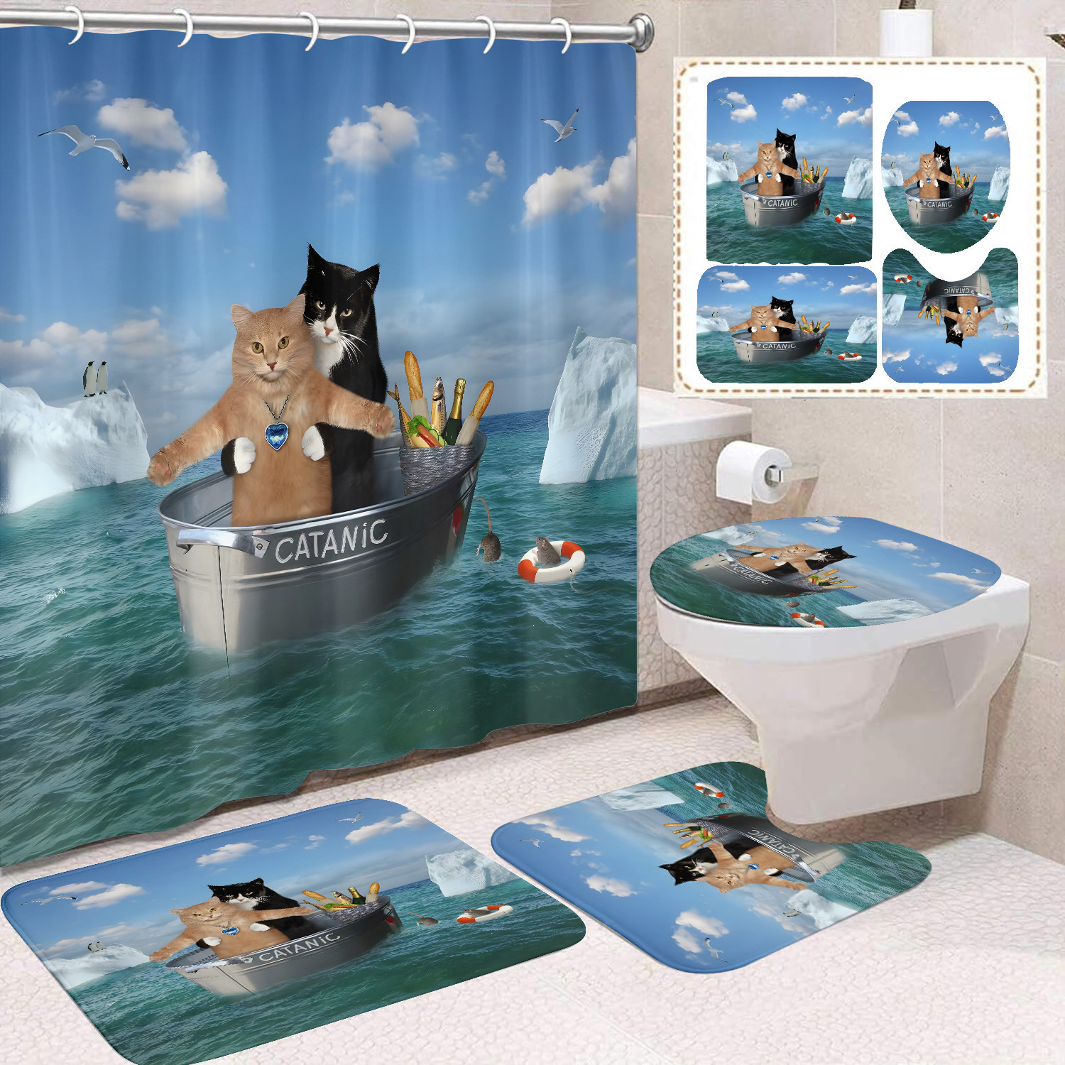 YL-37657 Factory direct sales watercolor daisy bathroom shower curtain/toilet partition curtain/no-drill curtain/shower curtain