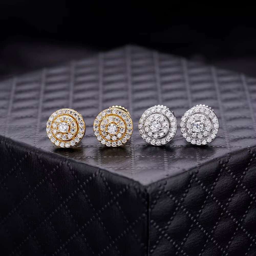 2024 New Minimalist 925 Sterling Silver 18K Gold Plated Hypoallergenic Iced Out Zircon Moissanite Stud Earrings