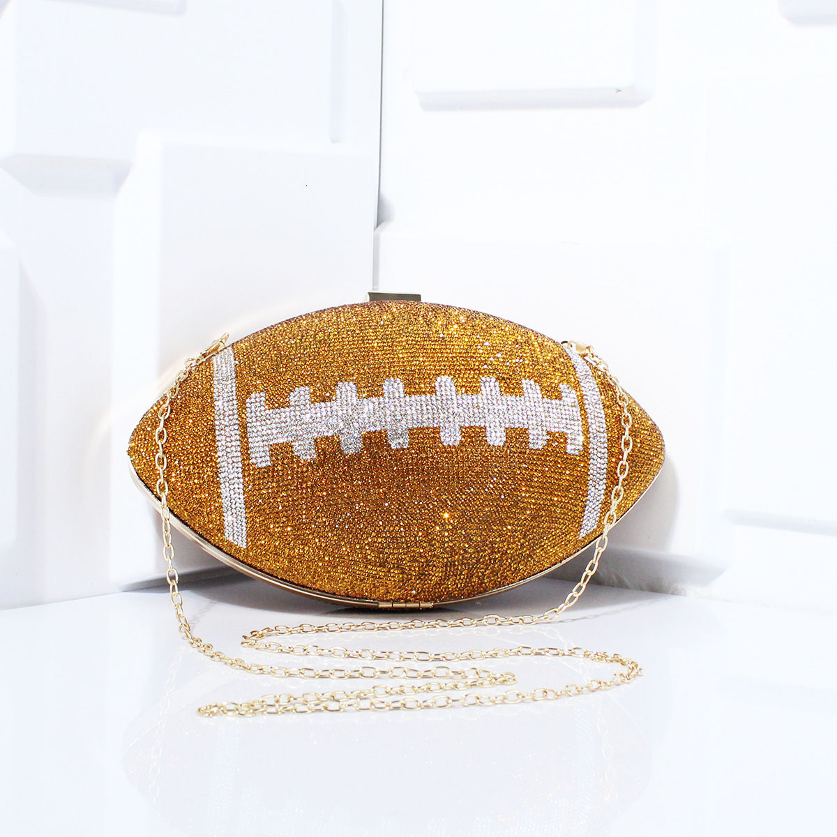 Diamond Evening Clutch Purse Bag Bridal Bling Football Shape Handbag Trendy Fashion One-shoulder Lady Bags XA19H 220818