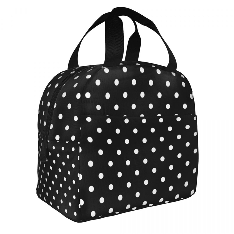 Lunch Bag for Men Women Cute Polka Cooler Portable School Oxford Lunch Box 251106