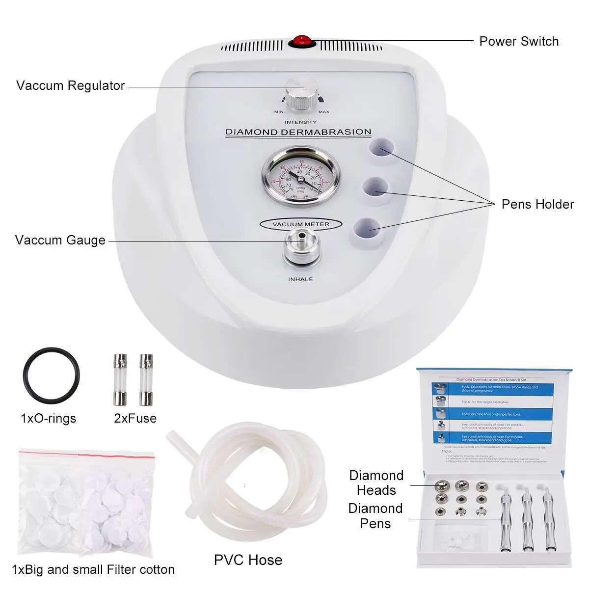 Dia Microdermabrasion hine 65-68cmHg Suction Power Professional Dermabrasion ome Use Facial Skin Care Equipment