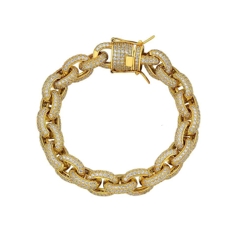 Wholesale Direct Sales Hip Hop Cross Shape Cuban Chain Gold Plated Pave 5A CZ Brass Material Mens Bracelet