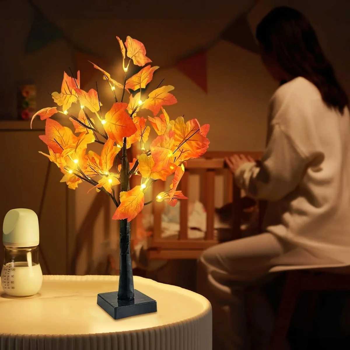 1pc 24 LED Artificial Black Birch Tree Light DIY Branches Table Lamp For Fall Gifts Home Bedroom Holiday Party Halloween Decor W251107