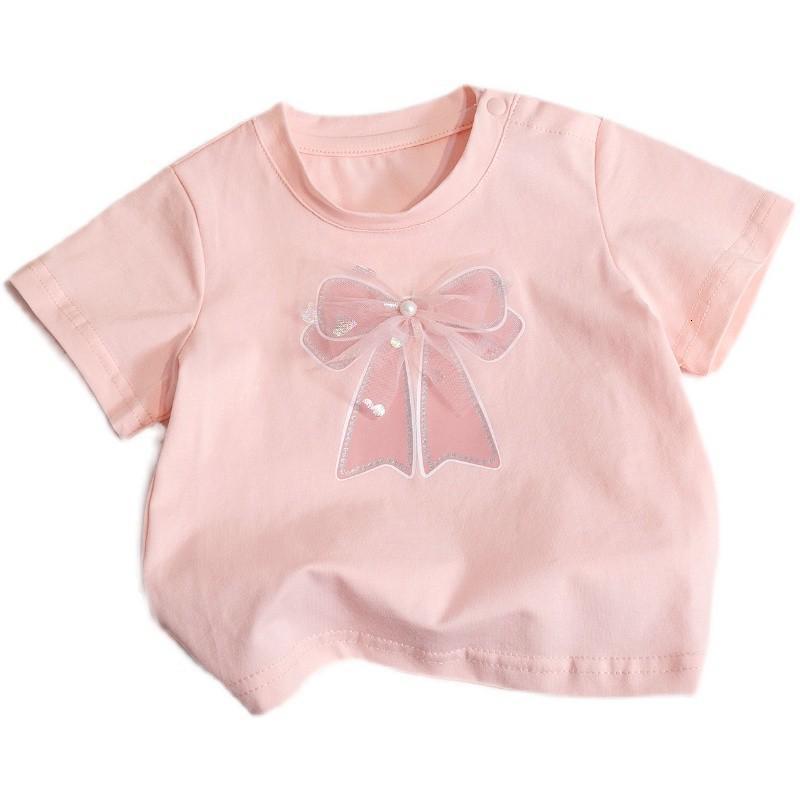 Ddmyshoesvip Buy 1 get 1 free Girls Children S Summer Short Sleeved Candy Colored Simple Mesh Bow Sweet T Shirt