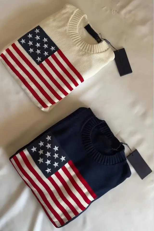 2025 New Autumn Winter Thick Sweater Men American Stripes Knitted Sweaters Mens Round Neck Trendy Streetwer Pullover ClothingXJ251107