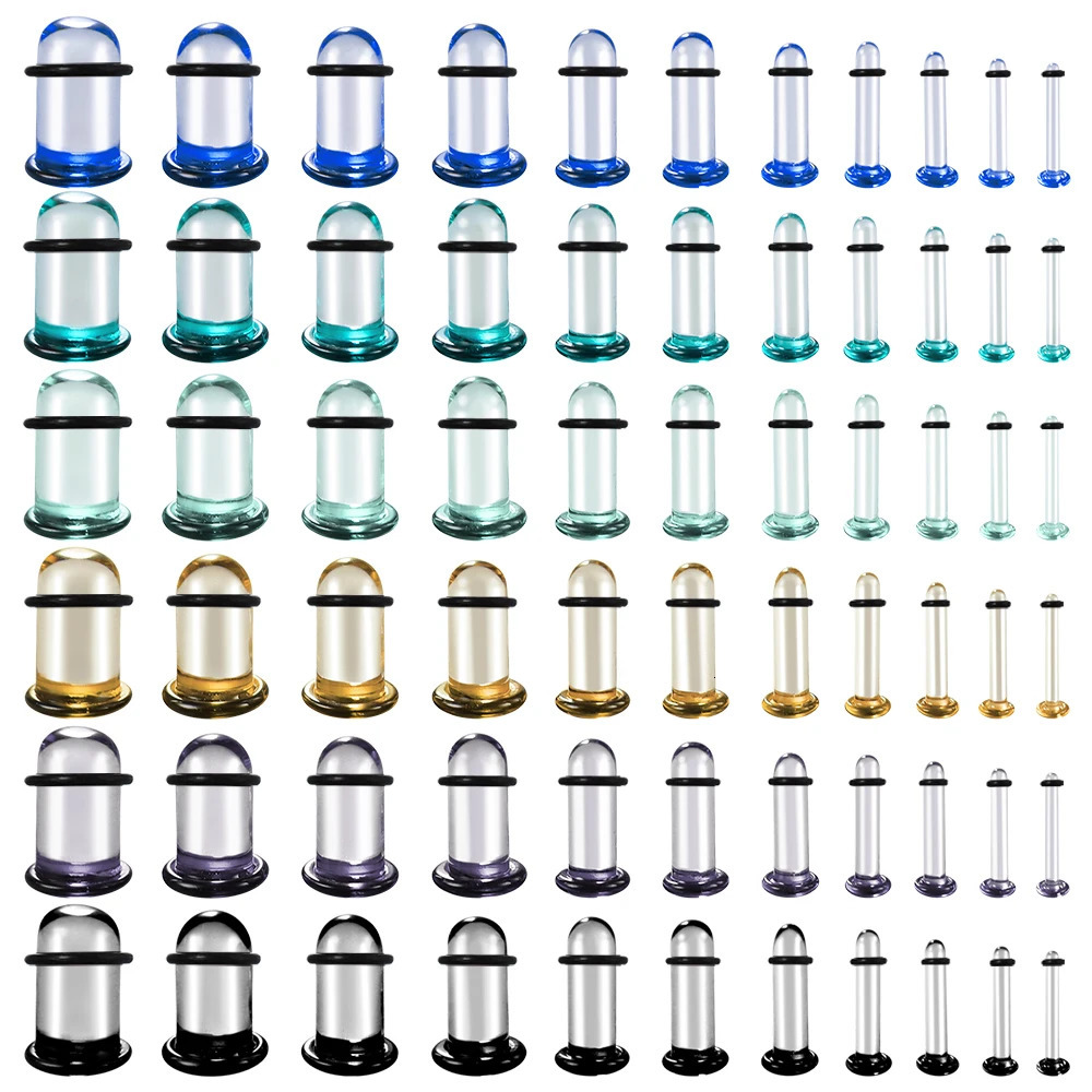 Casvort Glass Dead Plugs 14G-00g Comfy Ear Gauges Tunnels Expander 0.5mm Increments Piercing Body Jewelry Stretching Kit 250403