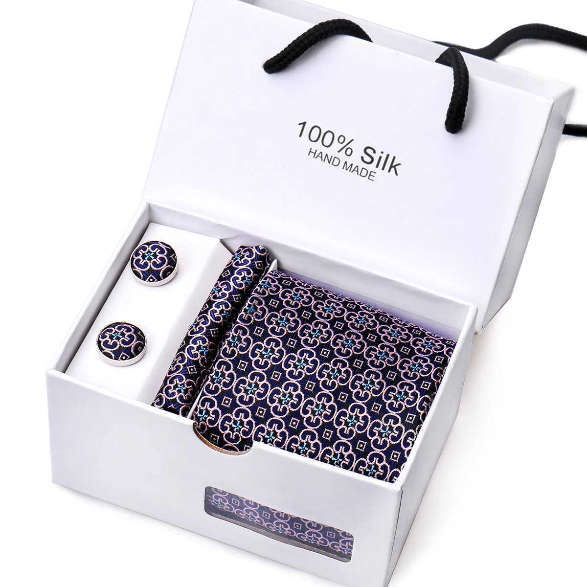 Mens Tie Set In A Box Paisley Ties For Men Gifts Luxury Necktie Pocket Square Cufflinks Wedding Business Formal Suit Tie X250407