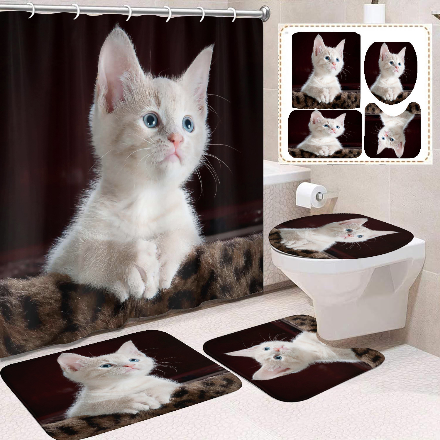 YL-37659 Factory direct sales watercolor daisy bathroom shower curtain/toilet partition curtain/no-drill curtain/shower curtain