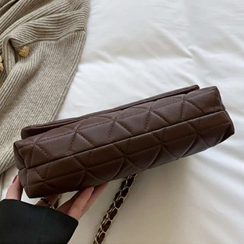 Plaid Pu Leather Shoulder Bag Chain Strap Crossbody For Women Fashion Designer Handbags Female Messenger Bags