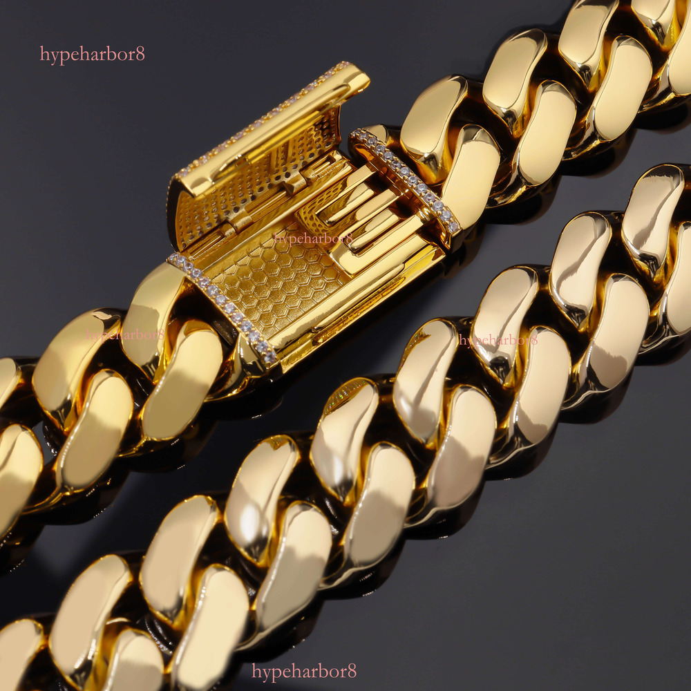 Miami Cuban Chain 14k real gold-plated chilled necklace sier hip-hop moissanite men's accessory