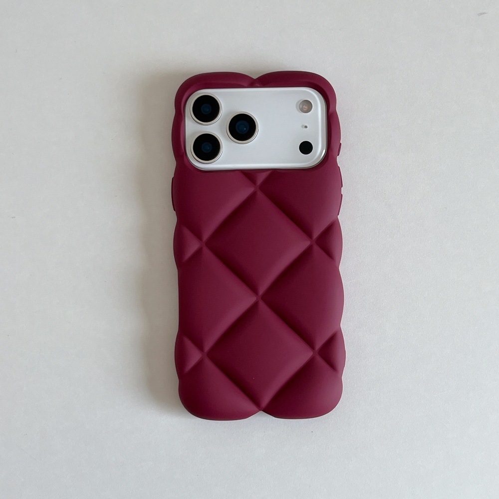 Leather Diamond Pattern Phone Case Compatible with iPhone 17/16 Pro Max Solid Color Protection Same as 15/14 Pro