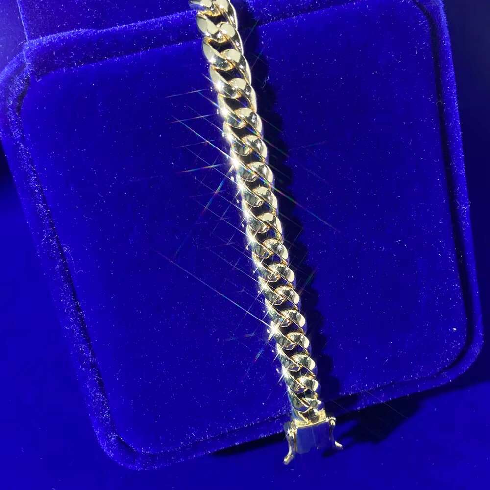 Wholesale Hip Hop Jewelry 8mm Cubic Zircon Diamond 925 Sterling Silver Miami Cuban Link Bracelet for Mens