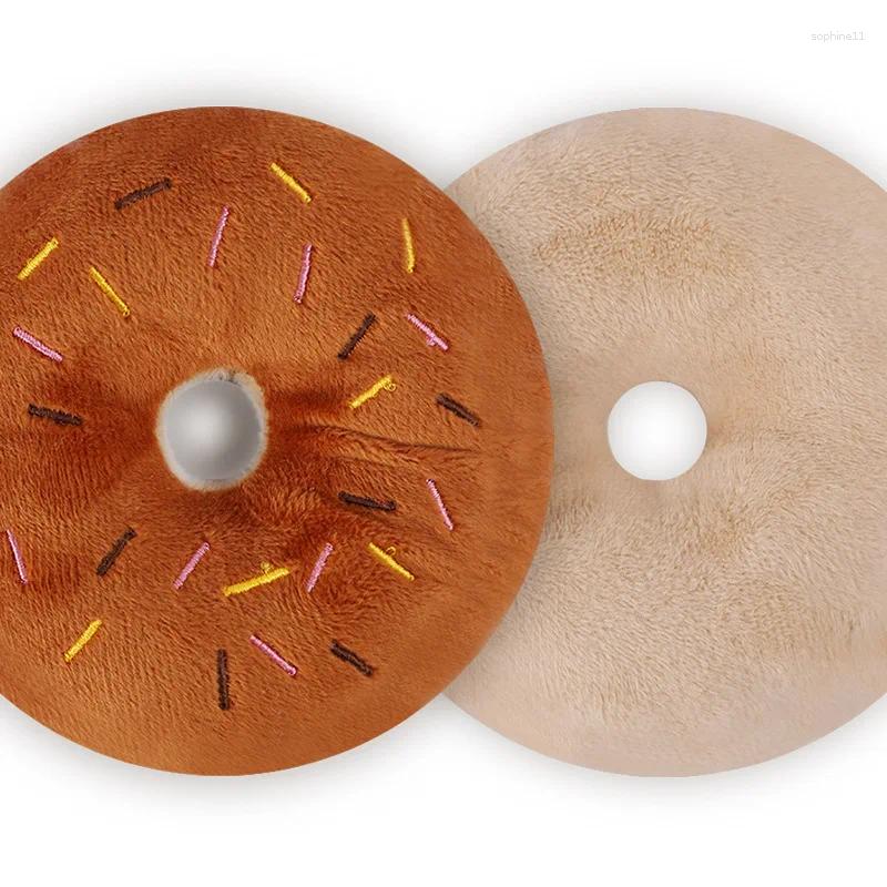 Update Soft Dog Donuts Plush Pet Toys For Dogs Chew Toy Cute Puppy Squeaker Sound Funny Small Medium Interactive