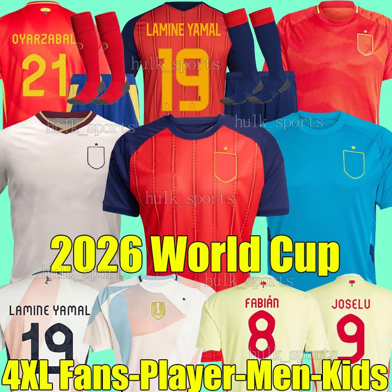 4XL Spain espana LAMINE YAMAL Soccer Jerseys 2026 World Cup MERINO OYARZABAL PEDRI YEREMY ZUBIMENDI ALEX.B CUCURELLA LAPORTE football shirts men kids Kits socks sets
