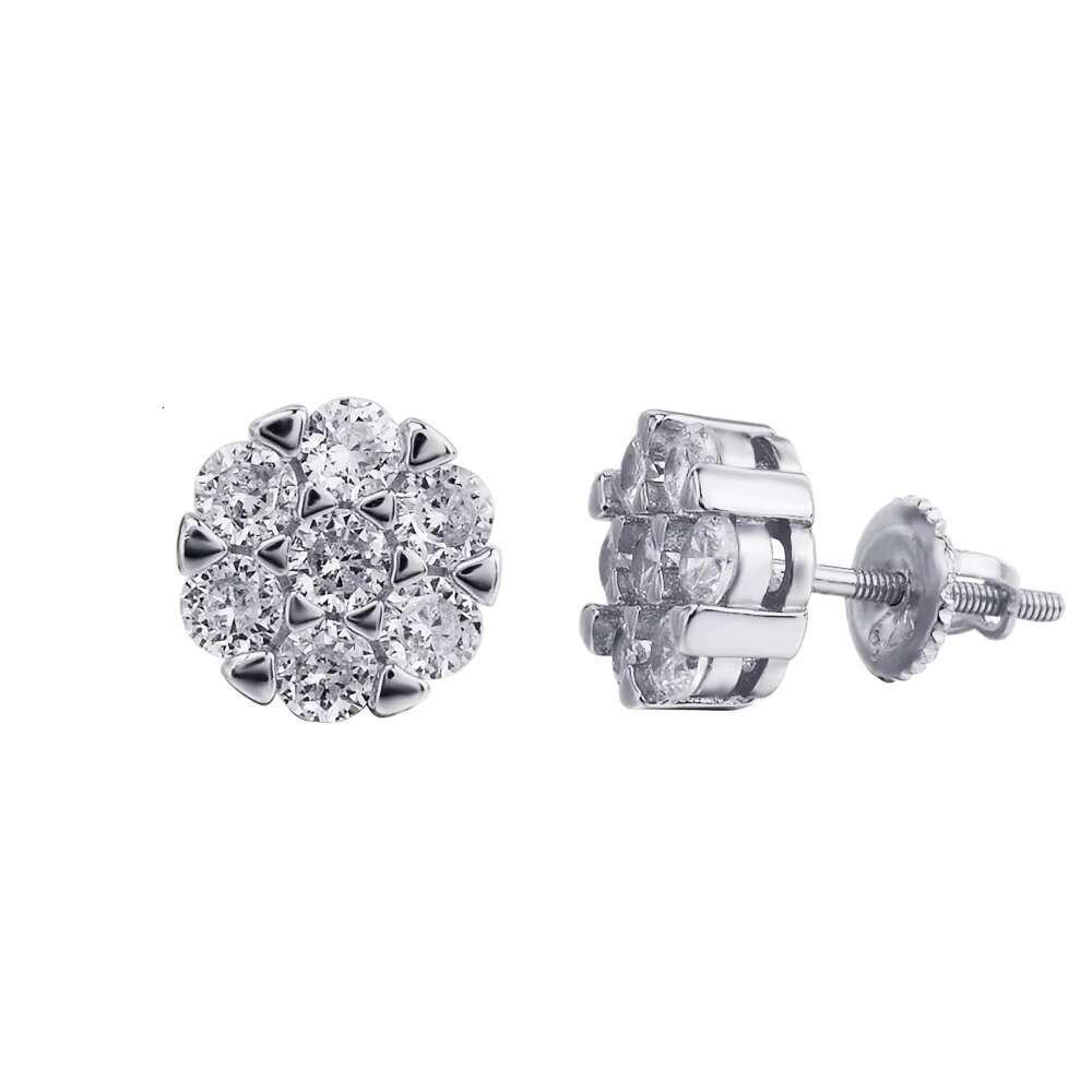 Wholesale Price High Quality Original Fine Jewelry Cubic Zircon Diamond Gold Plated 925 Silver Flower Stud Earrings for Men
