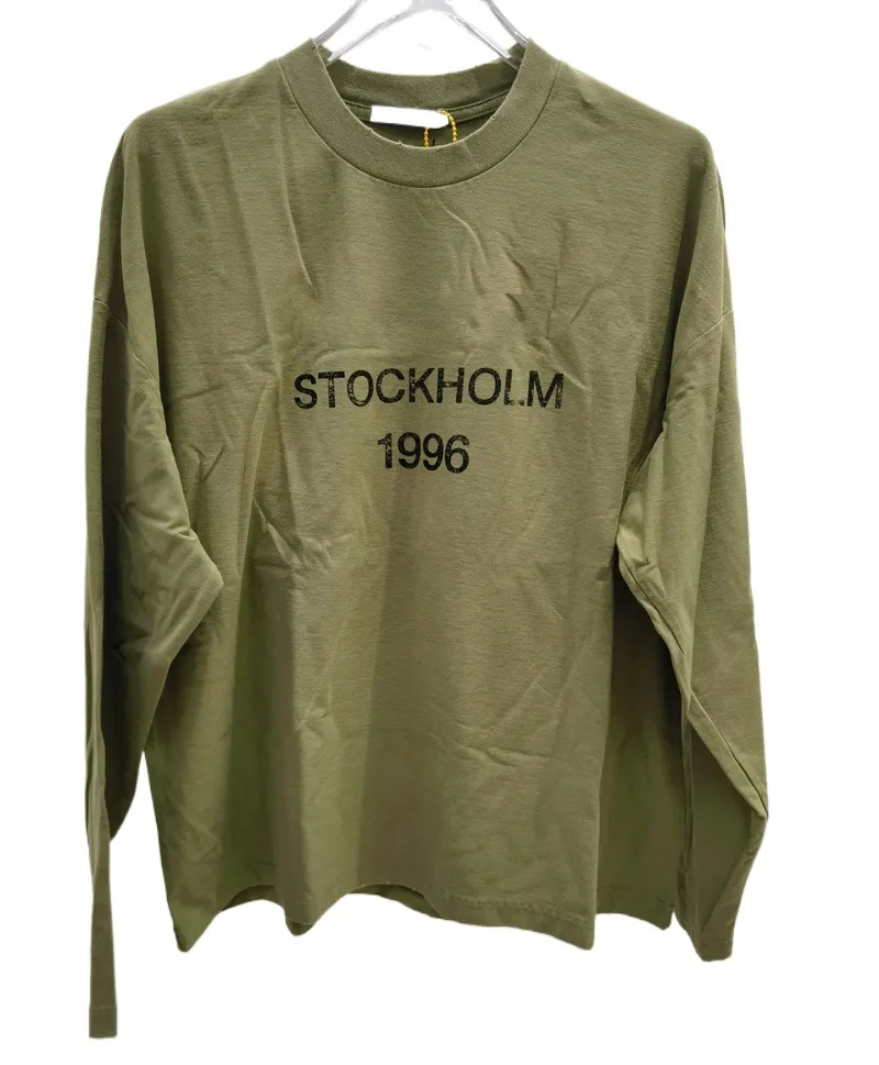 24fw Europe Oversize Letter Print Washed Vintage Tee Long Sleeve Designer T shirt Casual Fashion Skateboard Men Women Graphic T-shirt