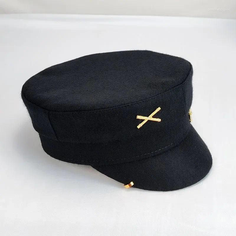 Berets Designer Brand Earring Woolen Sboy Caps For Women Letter RB Militray Hat Flat Top Cap Casual Gorras Visor Navy Hats