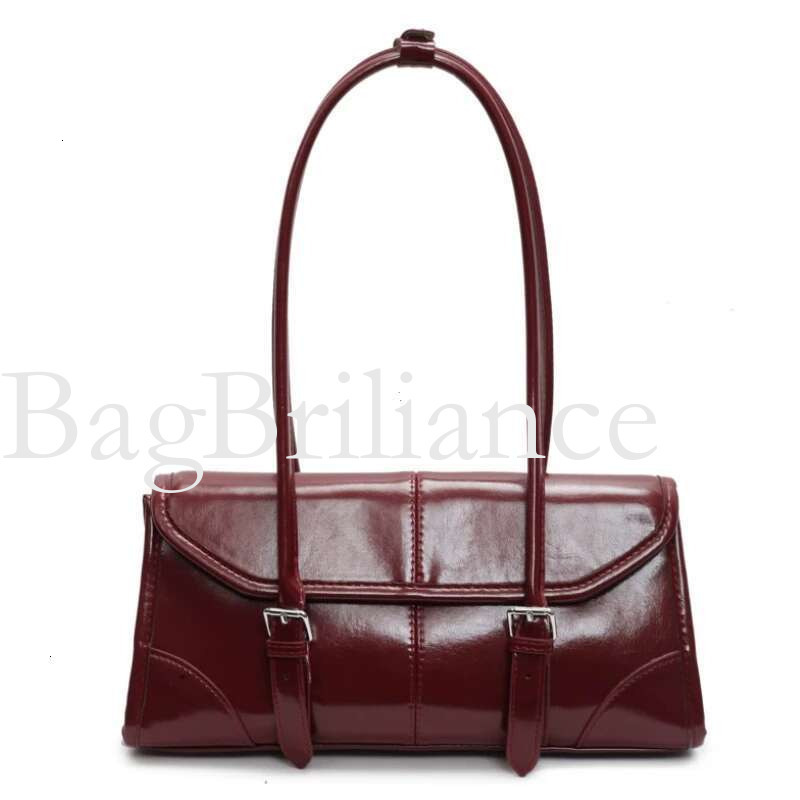Retro Oil Wax Leather Shoulder For Women 2025 Winter Y2K Trend Solid Color Bury Underarm Bag Women's Handbags Tote Bags
