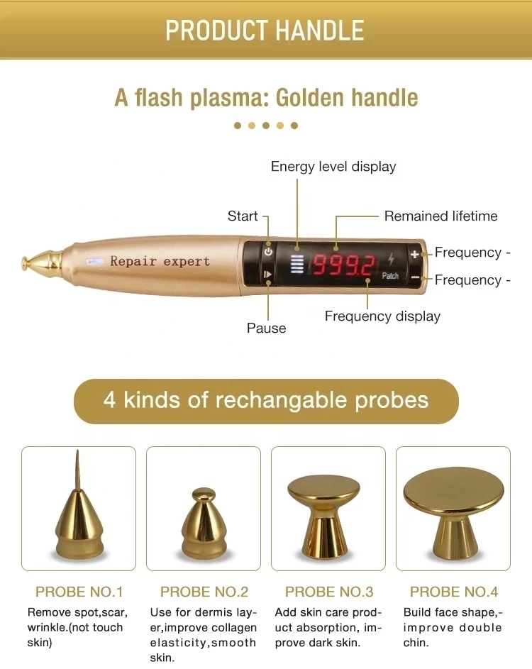 Flash Plasma and Ozone Plasma Caneta de Fibroblast Plasma Pen Face Lifting Skin Tag Wrinkles Removal Device