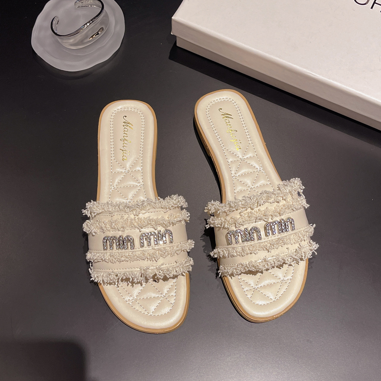 Free shipping new designer Slippers for womans sandals lady slider summer fashion Slides pearl outdoor woman shoes