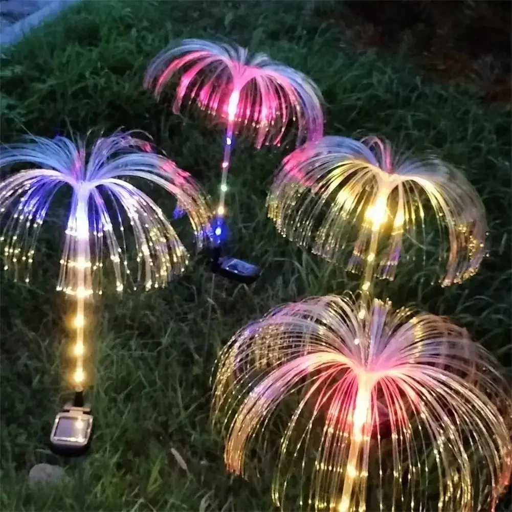 Outdoor Waterproof Yard Christmas Pathway Lawn Wedding Party Decoration Solar Power Flowers Lamp Solar Jellyfish Garden Lights W251107